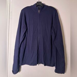 agnès b merino wool navy zipper cardigan